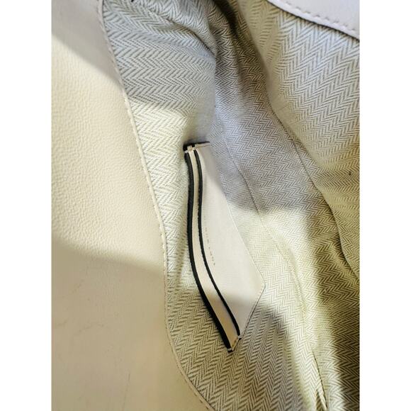 TORY BURCH Neutral White Leather Gold Chain Link Handle Shoulder Strap Bag Purse